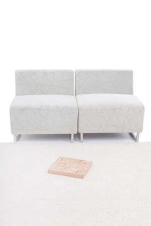 Sofa and carpet, building blocks on carpetの写真素材