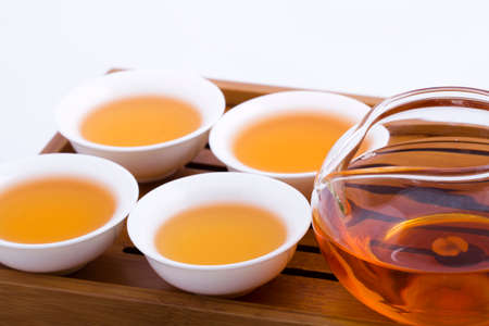 Chinese tea set on trayの写真素材