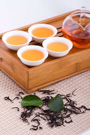 Oolong Tea Leaves with chinese tea setの写真素材