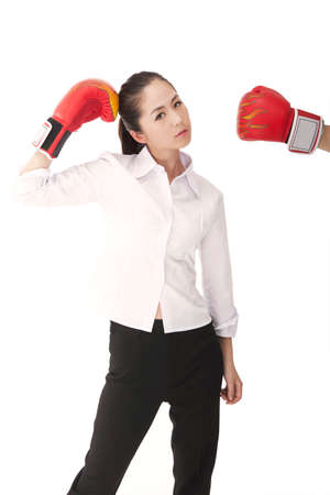 Business lady beat by the opponentの写真素材