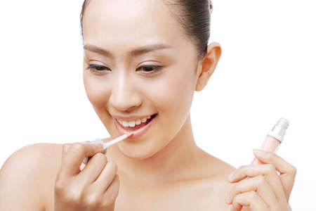 Oriental beauty with lipstickの写真素材