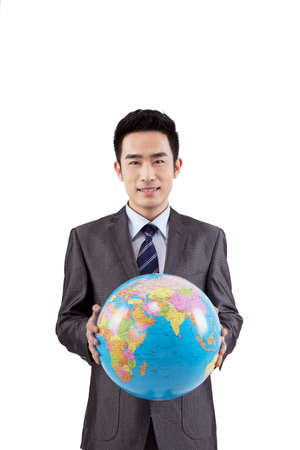 Business people and globeの写真素材