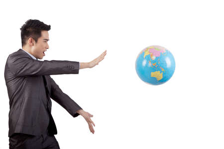 Business people and globe