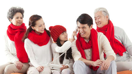 The Oriental family calling in the Spring Festival