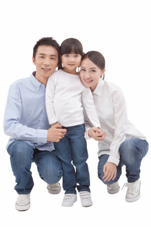 Portrait of family of three high quality photoの写真素材