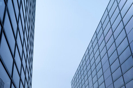 glass wall of skyscrapers high quality photoの写真素材