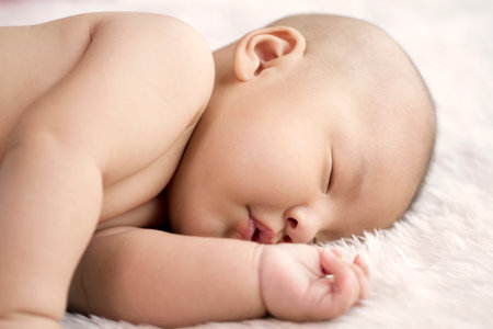 A sleeping baby boy high quality photoの写真素材
