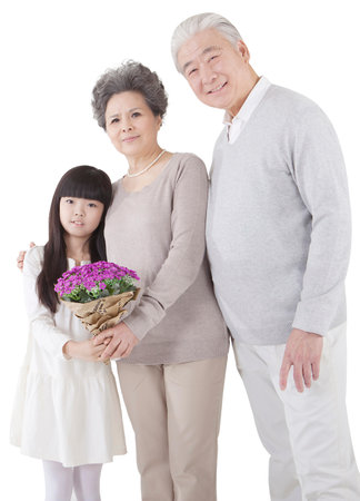 Portrait of Girl and grandparents high quality photoの写真素材