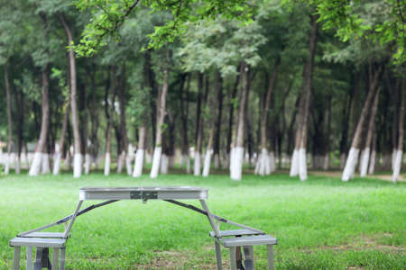 A picnic table in the park high quality photoの写真素材