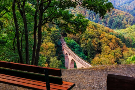 Railway viaduct near Boppard at moselle riverの写真素材