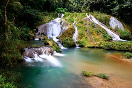 The famous waterfalls of El Nicho on Cubaの写真素材