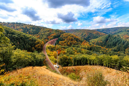 Railway viaduct near Boppard at moselle riverの写真素材