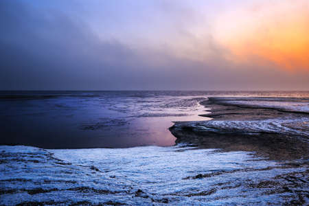 Winter sunrise at Punt van Reide in the Netherlandsの写真素材