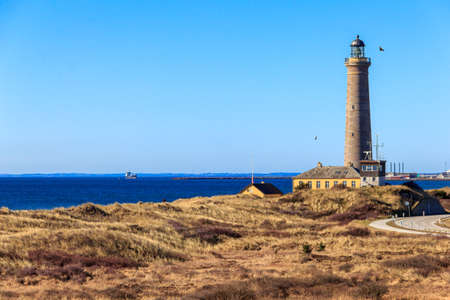 The lighthouse of Skagen, denmarks northernmost townの写真素材