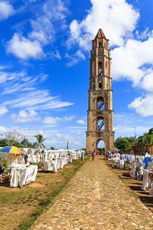 The old slavery tower Manaca Iznaga in the Valle de los Ingenios near Trinidadの写真素材