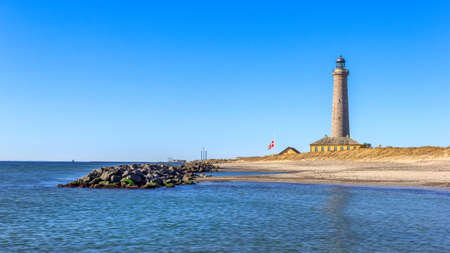 The lighthouse of Skagen, denmarks northernmost townの写真素材