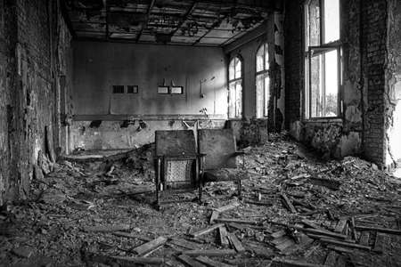 An old theater in an abandoned building near the city Bad Harzburg, Germanyの写真素材