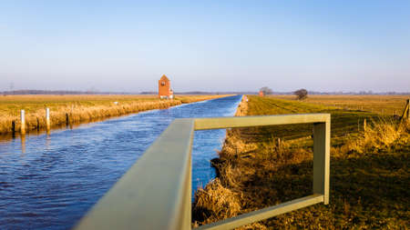 The Nordgeorgsfehnkanal near Stickhausen in East Frisia near the river Jümmeの写真素材
