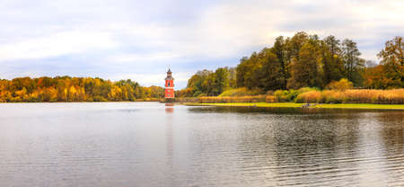 Lighthouse Moritzburg at the lake lower pond.の写真素材