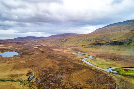 Highland mountain landscape near Durnessの写真素材