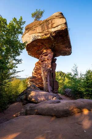 The famous Devils Table (german Teufelstisch) near Hinterweidenthalの写真素材