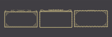 Set of vintage frames in retro style. Vector illustration. EPS 10のイラスト素材