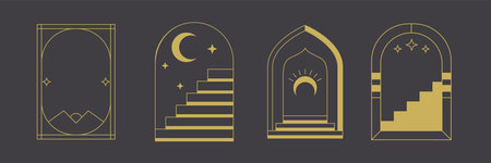 Ramadan Kareem greeting card. Vector illustration in flat style.のイラスト素材