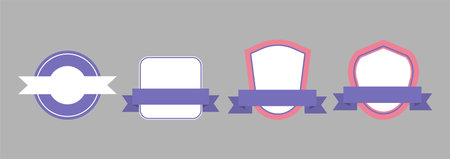Vector set of labels, badges and ribbons. Flat design.のイラスト素材