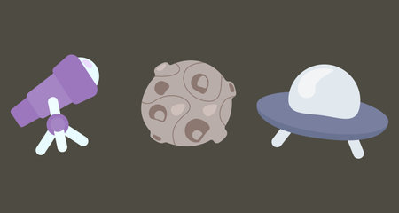 Astronomical objects in flat style. Vector illustration of space objects.のイラスト素材