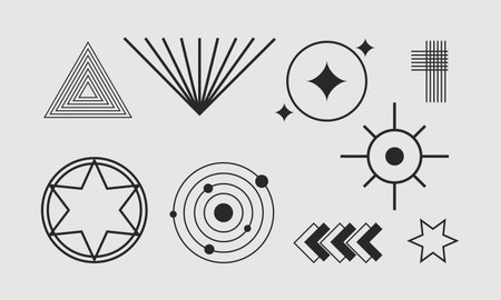 Set of geometric shapes in black and white colors. Vector illustration.のイラスト素材
