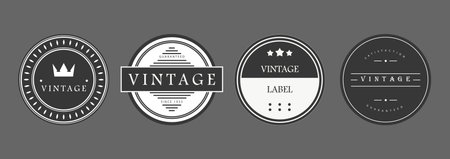 Vintage labels and badges set. Retro design elements. Vector illustrationのイラスト素材
