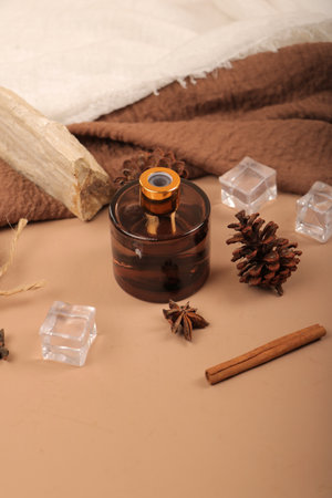 Spa still life with essential oil, cinnamon and star anise