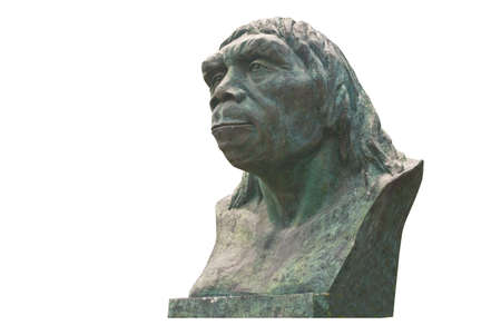 Beijing ape man sculpture in write backgrandの写真素材