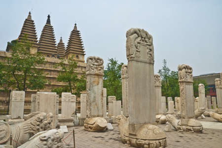 The stone tablet wood of five tower temples