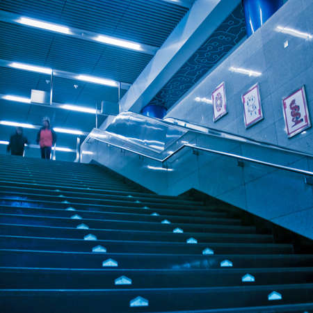 The escalator of the subway station in Beijing china.のeditorial素材