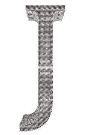 Graphical chain mesh metal lettering isolated on white background.の写真素材