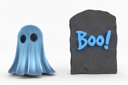 Ghost and Boo! gravestone design elements isolated on white background.の写真素材