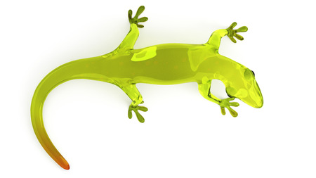 Cute green glass gecko isolated on a white background.の写真素材
