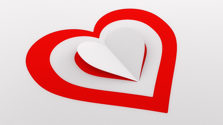 Paper heart illustration isolated on white background.の写真素材