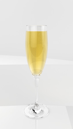 Elegant champagne glass on light stylish wavy background.の写真素材