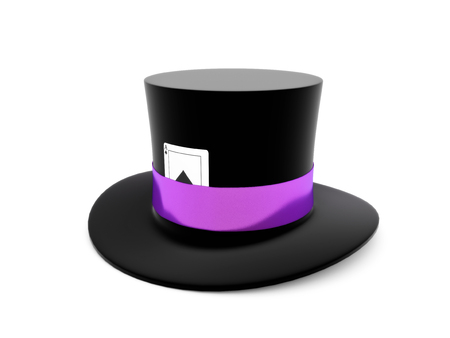 Magic hat and ace playing card isolated on a white background.の写真素材