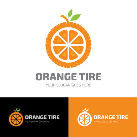 ORANGE FRUIT TIRE LOGO ICON TEMPLATEのイラスト素材