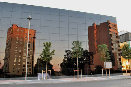 Reflection on a new shopping centreの写真素材