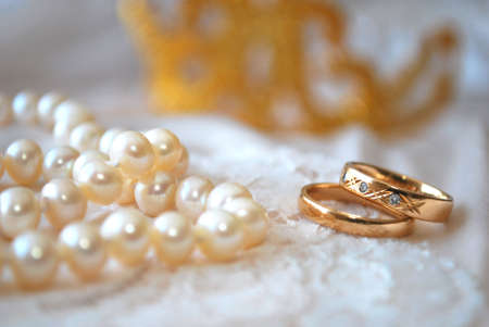 Rings and pearlsの写真素材