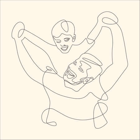 happy situation father holding child whileのイラスト素材