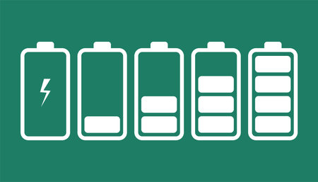 Battery charge indicator icons. phone charge level. vector illustration.のイラスト素材