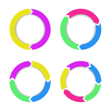 Colorful infographic circles with 2, 3, 4, 5 sections. vector design.のイラスト素材