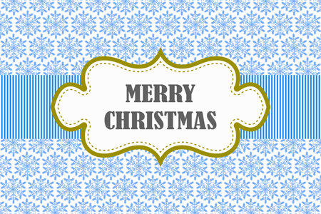 Merry christmas greeting card. Snowflake background, stripes and frame with text. vector design.のイラスト素材
