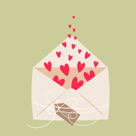 Envelope with little hearts. vector design.