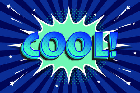 COOL comic book colorful page template in blue tones. Pop art style. vector design.のイラスト素材